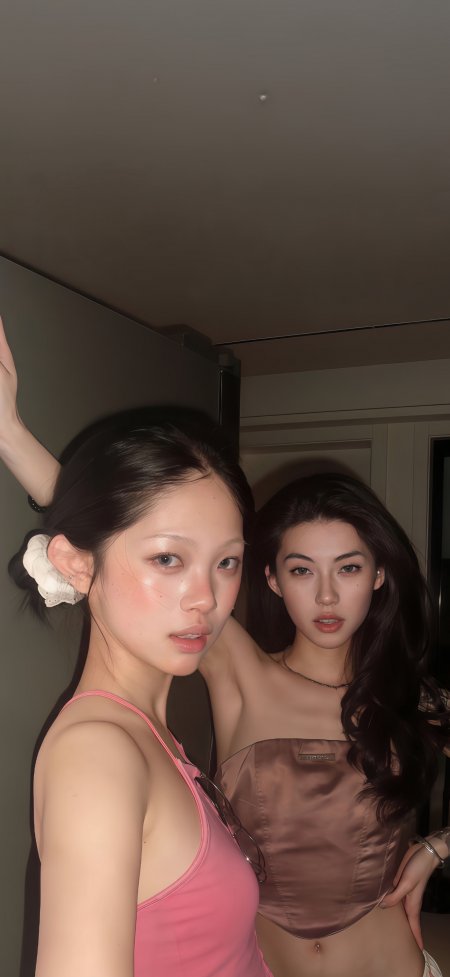 两位美女室内合影时尚穿搭人物摄影手机壁纸