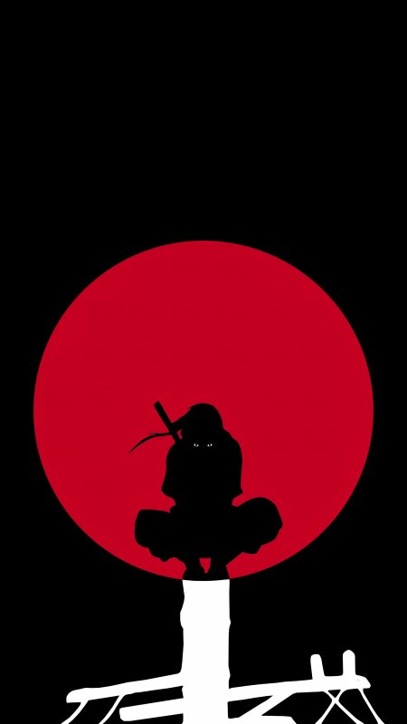 火影忍者宇智波鼬剪影红日背景暗黑风动漫手机壁纸
