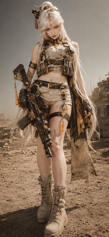 凝光角色废土战场持枪飒爽御姐cosplay人物摄影手机壁纸