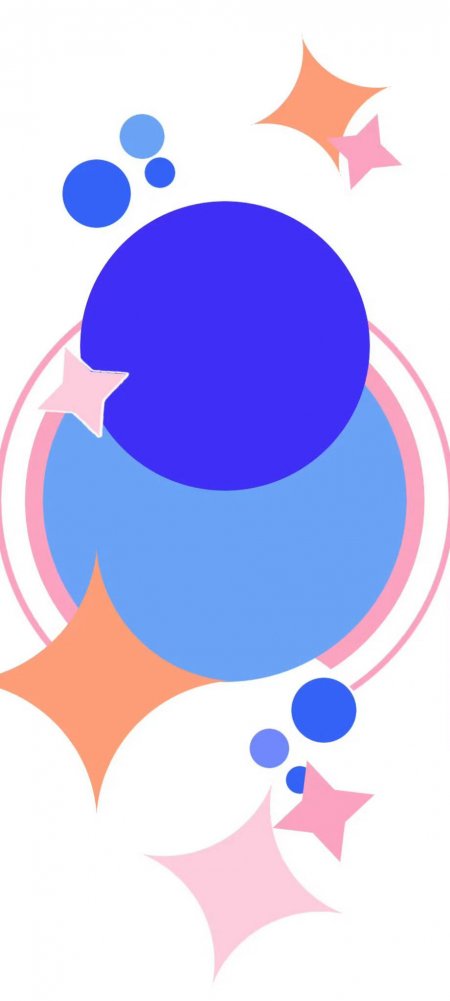 蓝粉几何圆球与星星梦幻简约风格情感文艺手机壁纸