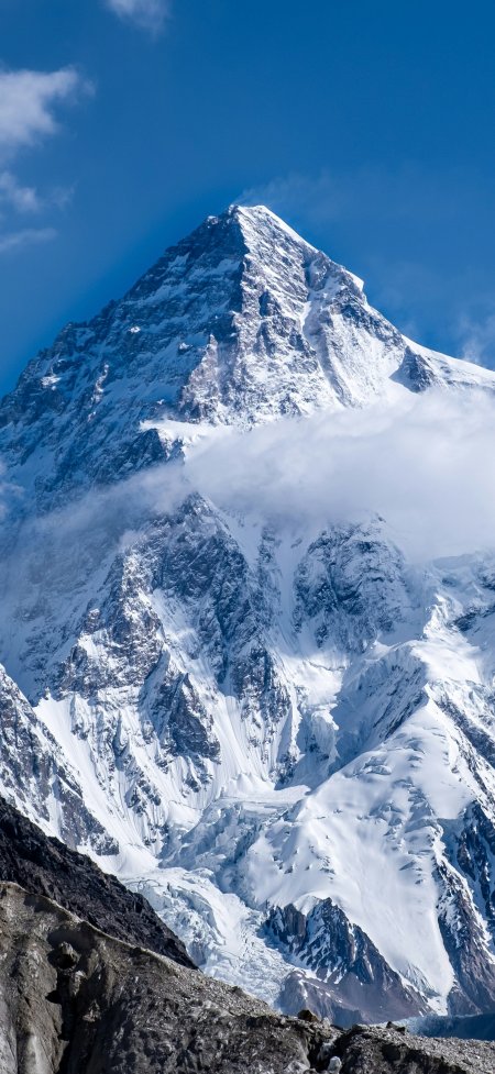 喀喇昆仑山脉乔戈里峰雪顶冰川壮丽山景风光风景手机壁纸