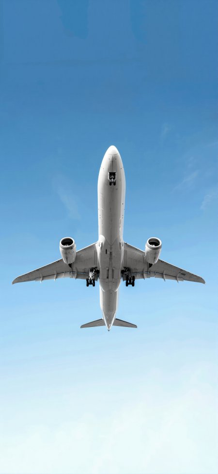 飞机仰拍蓝天白云航空旅行科技风景手机壁纸