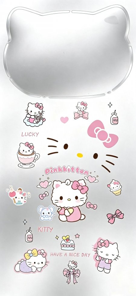 HelloKitty粉色蝴蝶结可爱卡通少女动漫手机壁纸