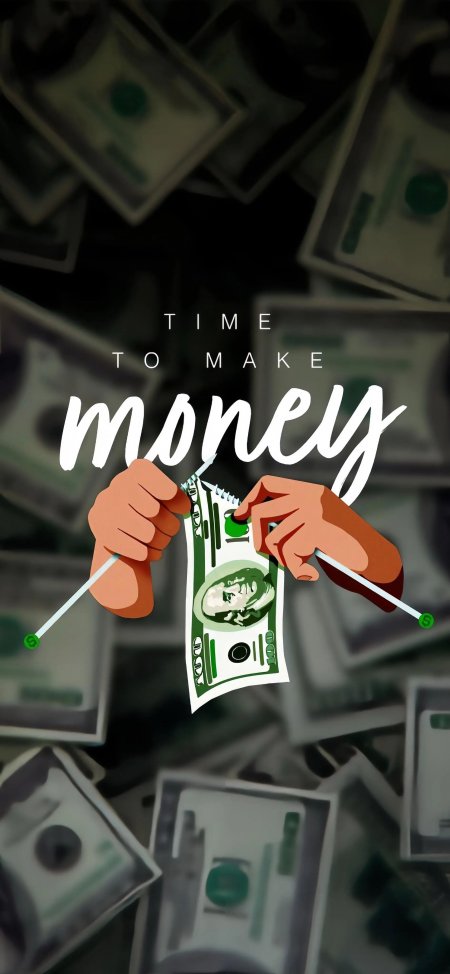 双手拉扯百元美钞TimeToMakeMoney暗黑系金融励志情感文艺手机壁纸