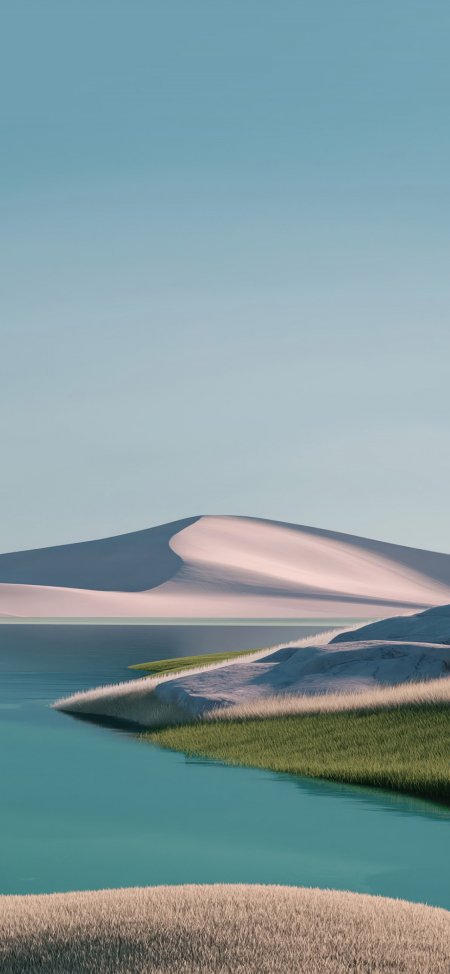 沙漠湖泊绿洲唯美自然风光风景手机壁纸