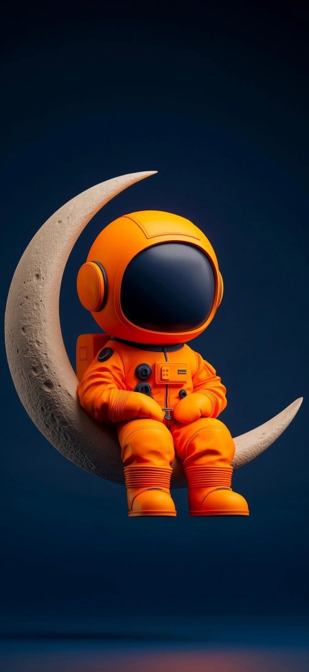 宇航员坐月亮梦幻太空科幻动漫手机壁纸