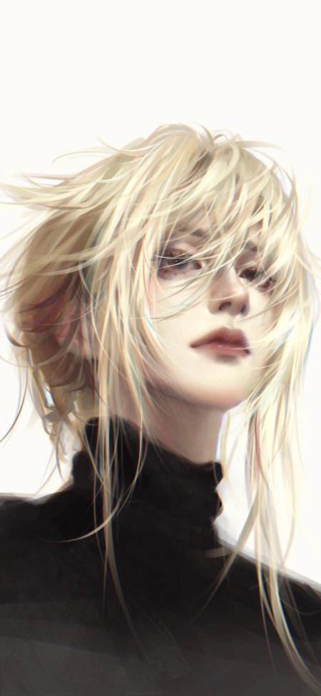 金发黑衣少年唯美插画人物手机壁纸