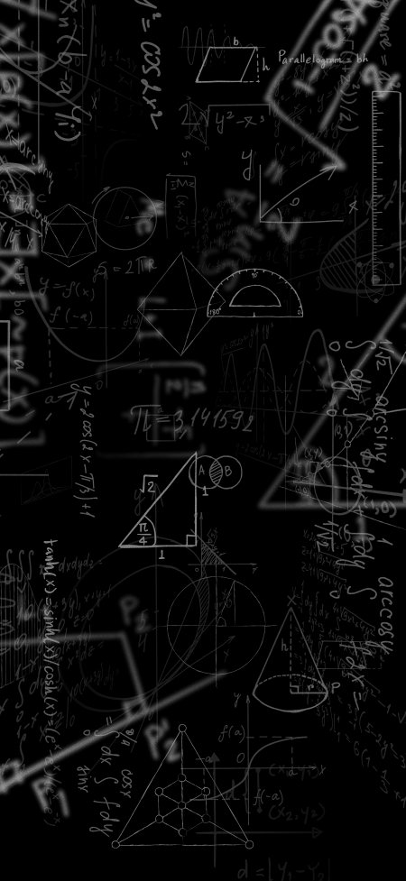 黑板数学公式几何图形白色粉笔手绘理科学习背景手机壁纸