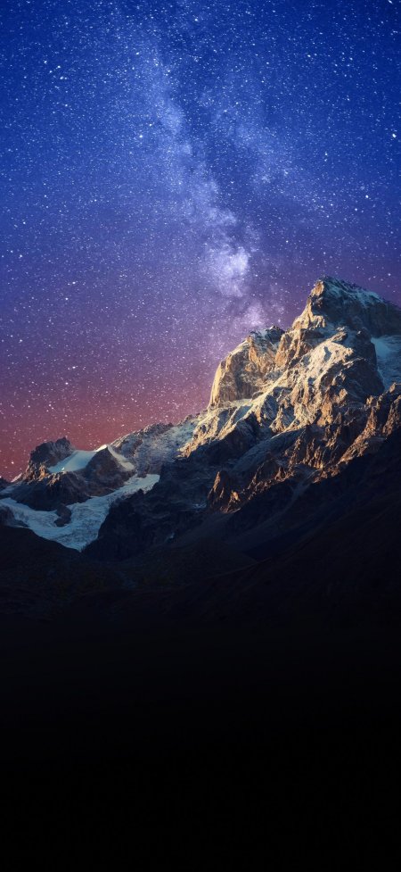 雪山银河璀璨星空震撼自然风景手机壁纸