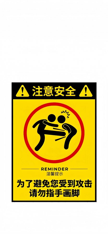 注意安全请勿指手画脚黄色警示牌创意情感文艺手机壁纸
