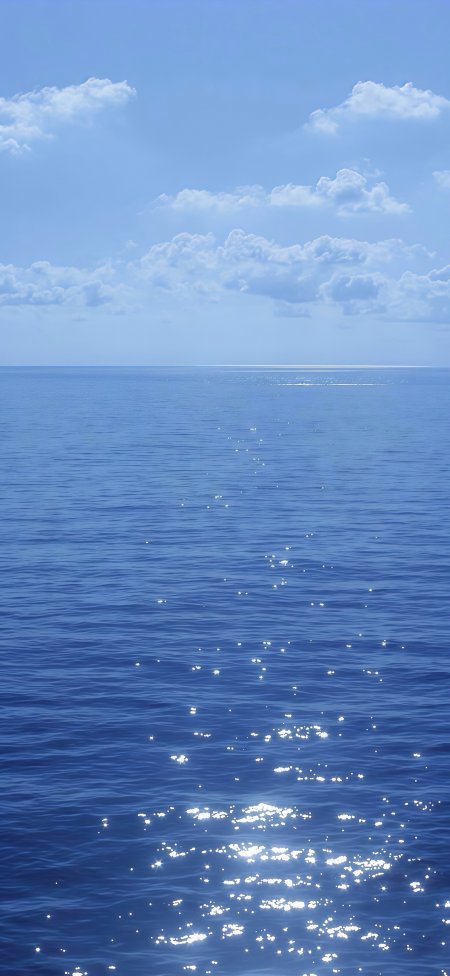 蔚蓝海面波光粼粼晴空万里治愈系风景手机壁纸