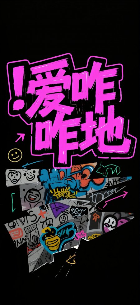 爱咋咋地粉色涂鸦字体个性文字情感文艺手机壁纸