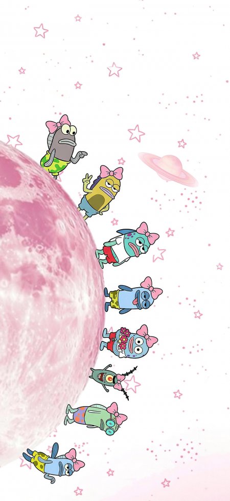 海绵宝宝角色粉色星球太空卡通动漫手机壁纸