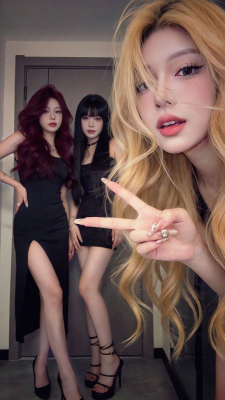 金发美女夸张手势夜景创意摄影人物手机壁纸