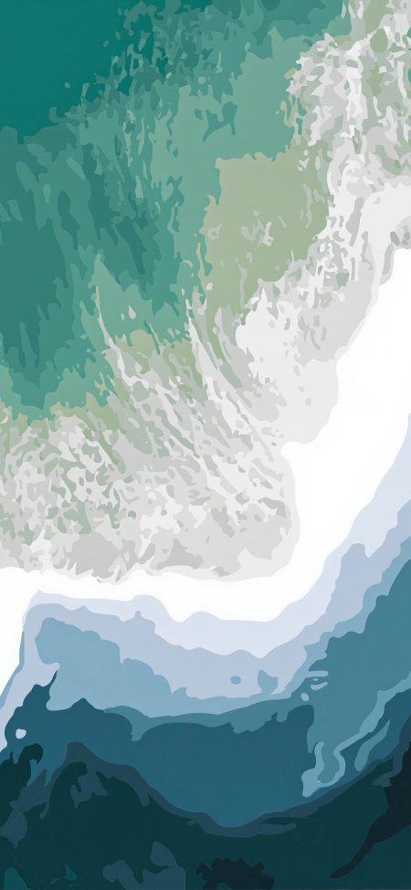 青绿至深蓝渐变海浪翻涌抽象水彩风格自然意境风景手机壁纸