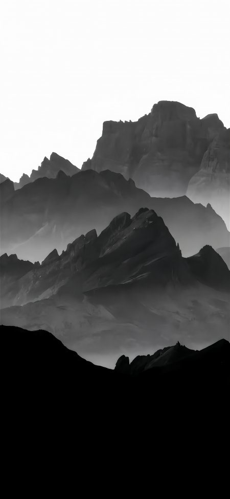 水墨风格层峦叠嶂山峰黑白意境风景手机壁纸