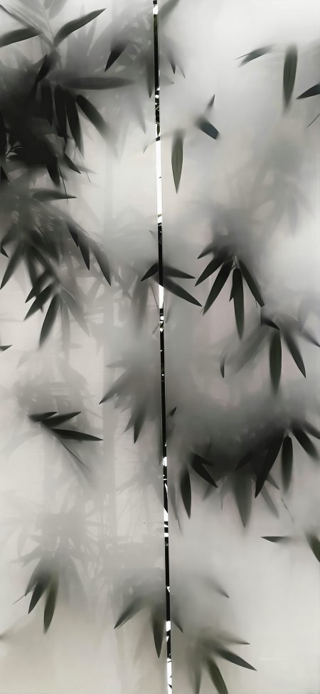 水墨竹叶朦胧意境新中式禅意艺术抽象手机壁纸