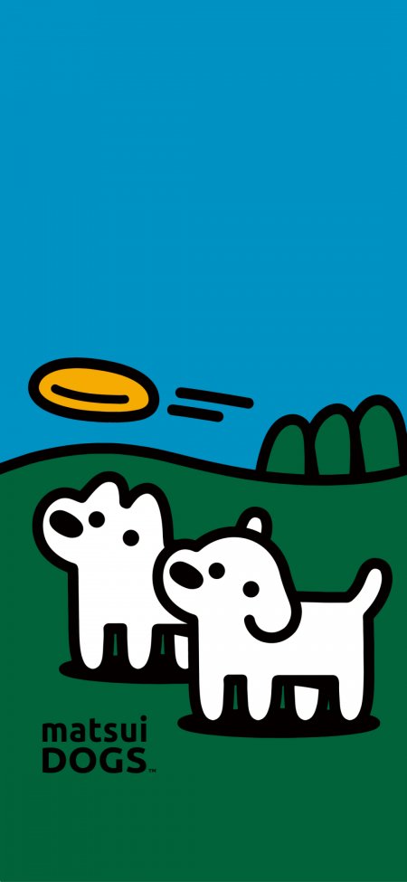 松井狗狗草地望飞盘简约治愈卡通动漫手机壁纸