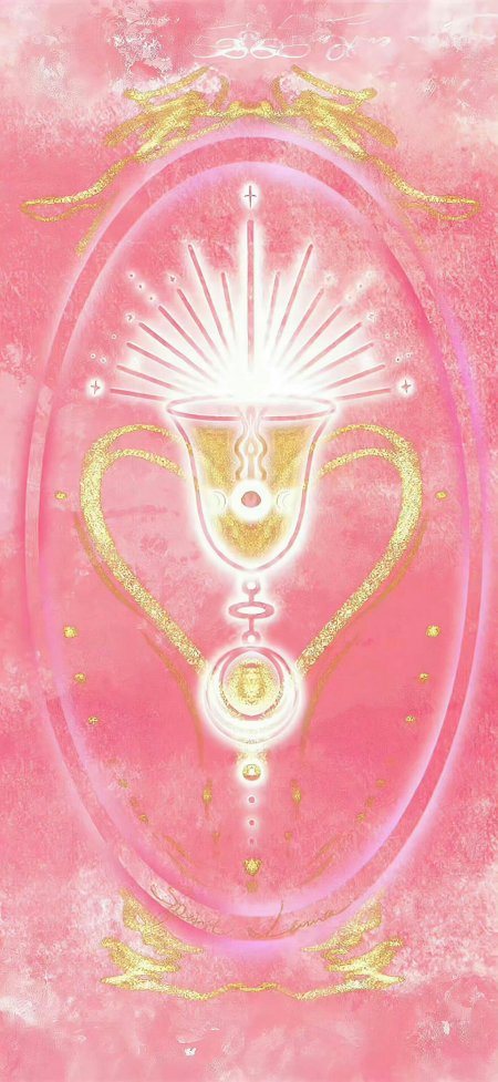 粉色背景金色圣杯光芒四射神秘玄学创意手机壁纸