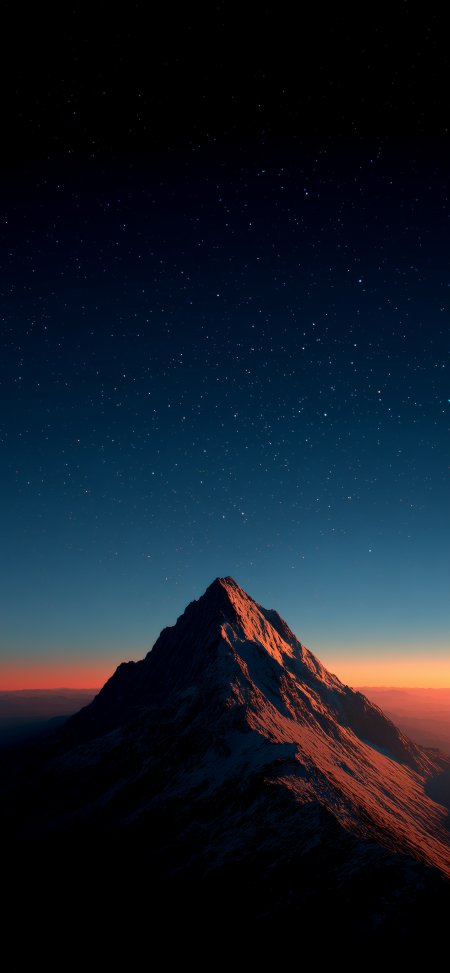 雪山之巅璀璨星空日出晨曦唯美治愈系风景插画手机壁纸