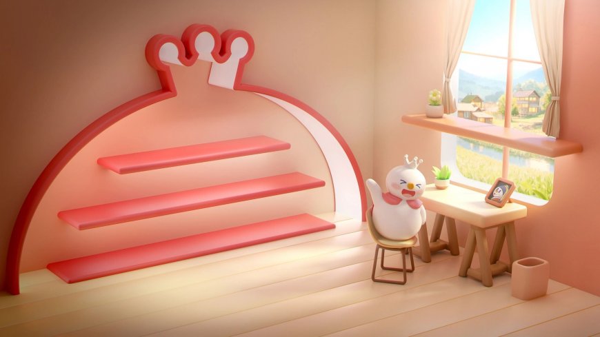 蜜雪冰城雪王粉色房间可爱3D动漫电脑壁纸