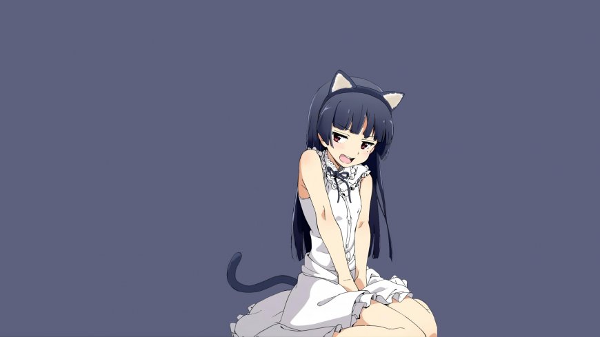我的妹妹不可能这么可爱黑猫五更琉璃白裙动漫电脑壁纸
