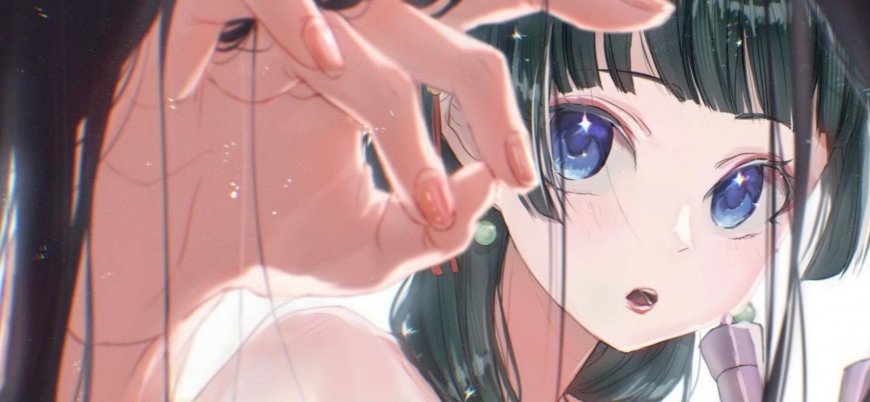 药屋少女的呢喃猫猫黑发蓝眸伸手特写动漫电脑壁纸