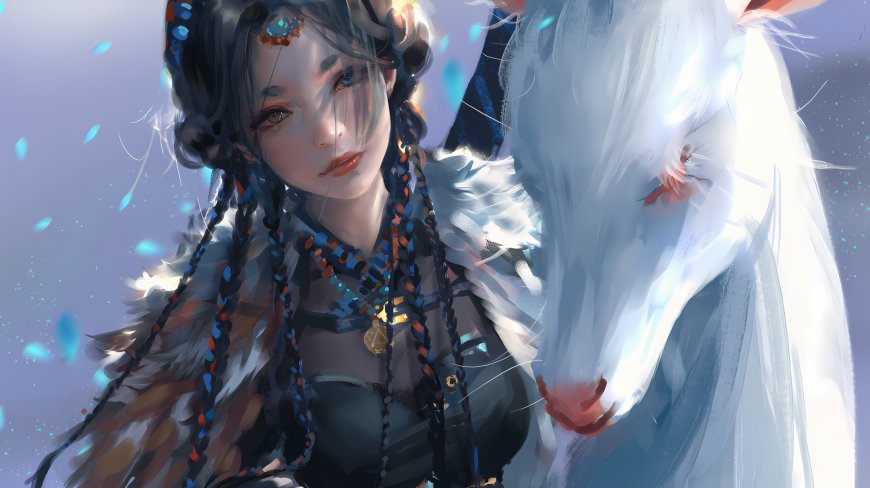 鬼刀星洛公主与白鹿唯美插画动漫电脑壁纸