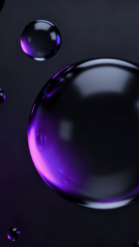 黑底紫边悬浮玻璃球体3D渲染手机壁纸