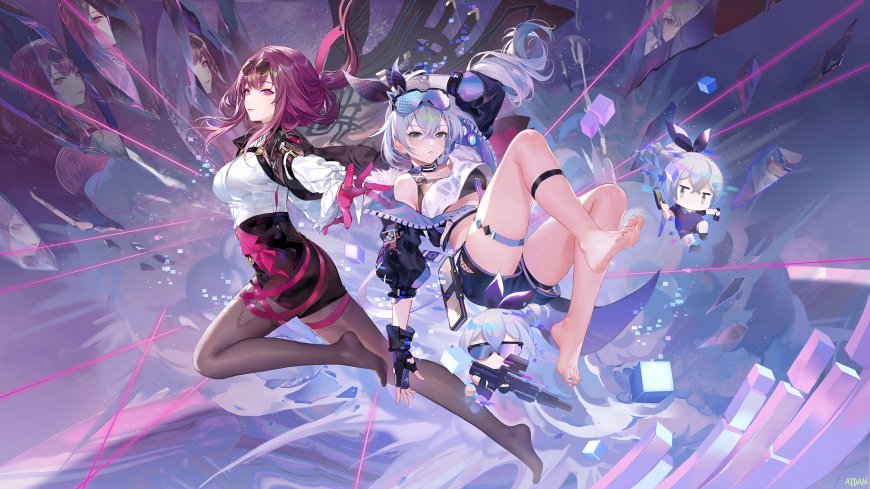 崩坏星穹铁道卡芙卡与银狼动态战斗双人少女插画电脑壁纸