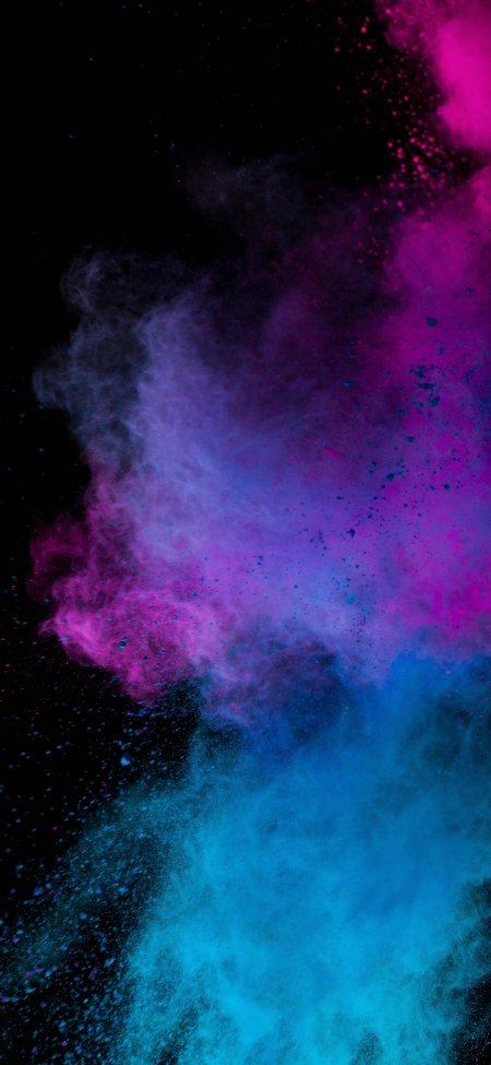 黑底蓝紫粉红彩色粉末爆炸瞬间炫酷抽象创意手机壁纸