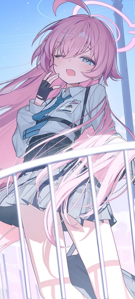 碧蓝档案小鸟游星野粉发校服少女手机壁纸