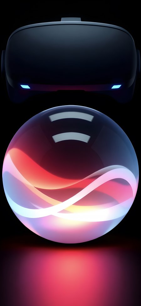 VR眼镜发光玻璃球红黑科技创意手机壁纸