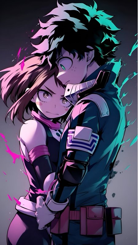 我的英雄学院绿谷丽日霓虹少女手机壁纸