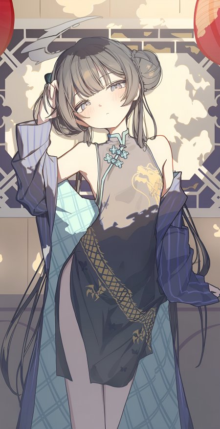 蔚蓝档案妃龙纹旗袍国风少女动漫手机壁纸