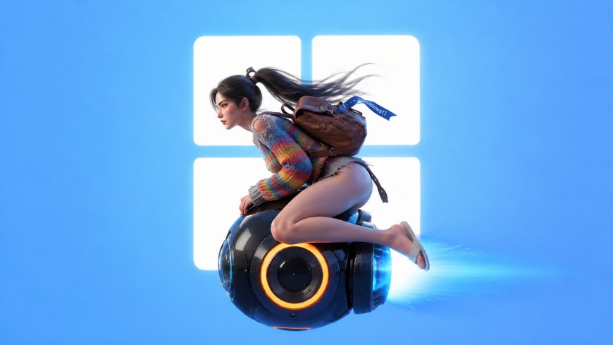 微软WIN11美女未来飞行器创意电脑壁纸