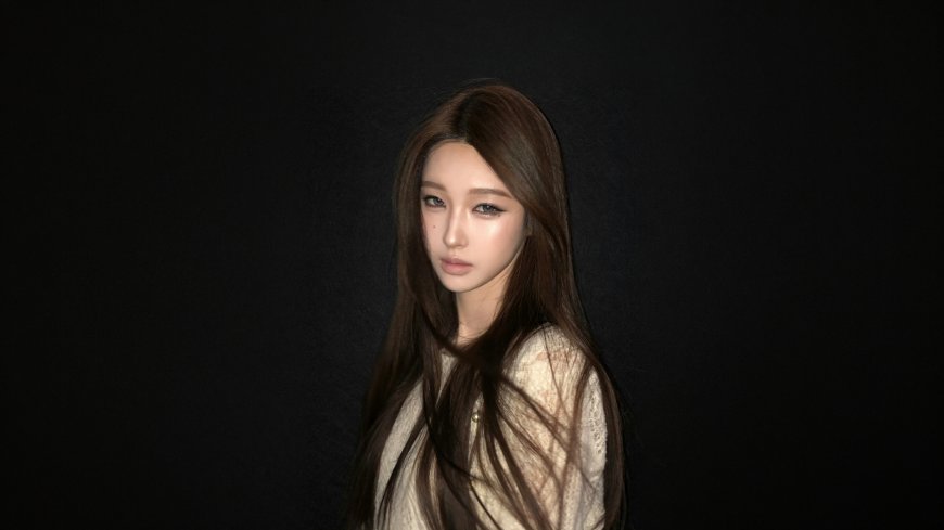 黑色背景高冷气质长发美女摄影电脑壁纸