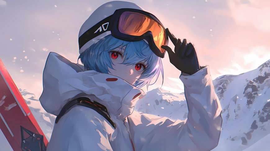 新世纪福音战士绫波丽雪山滑雪少女动漫电脑壁纸