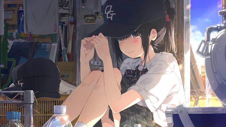 棒球帽运动校园风动漫少女球馆二次元动漫电脑壁纸