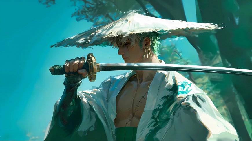 海贼王索隆帅气斗笠剑客武士二次元动漫电脑壁纸