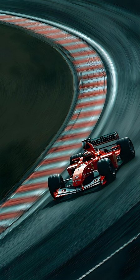 红色法拉利F1赛车弯道高速动感手机壁纸