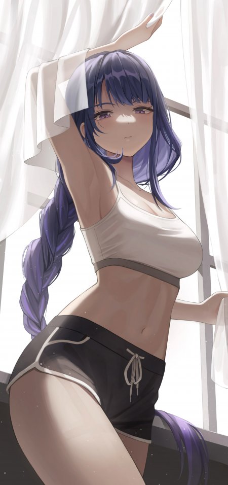 原神雷电将军休闲和服少女游戏手机壁纸