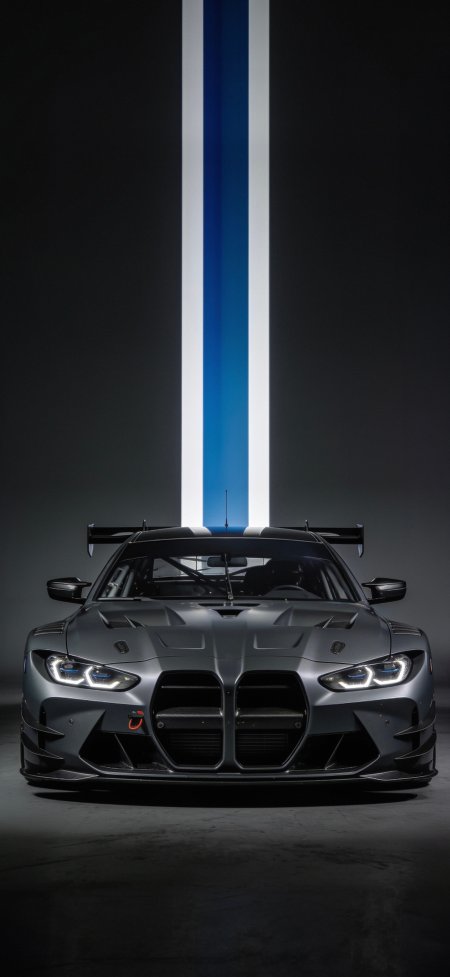 灰色宝马M4GT3赛车竞速汽车手机壁纸