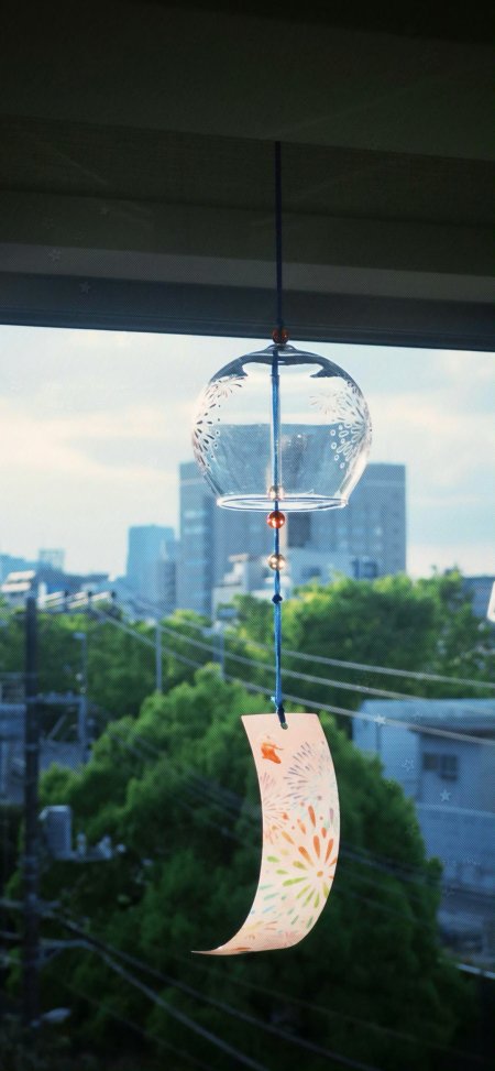 日式玻璃风铃金鱼纸条夏日清凉风情摄影手机壁纸