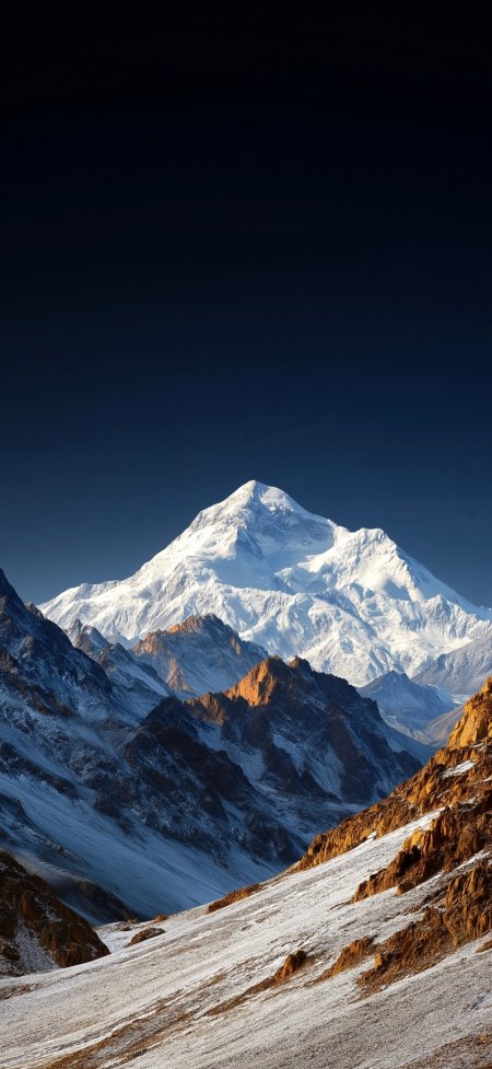 雪山主峰金色日照壮丽山景手机壁纸