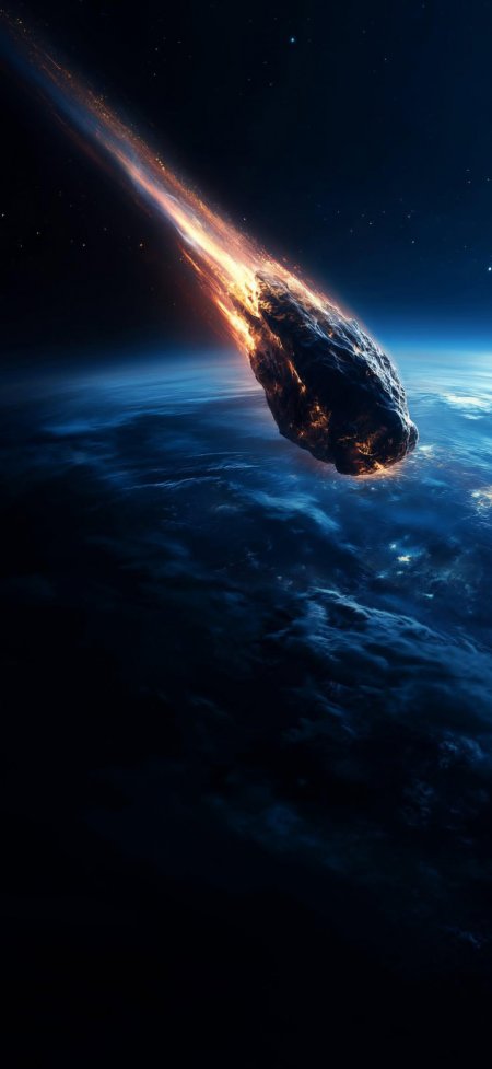 陨石撞击地球大气层燃烧尾焰史诗太空科幻手机壁纸