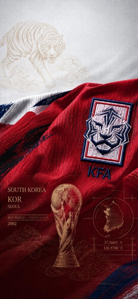 韩国国家队红色球衣太极虎首尔2002四强足球手机壁纸