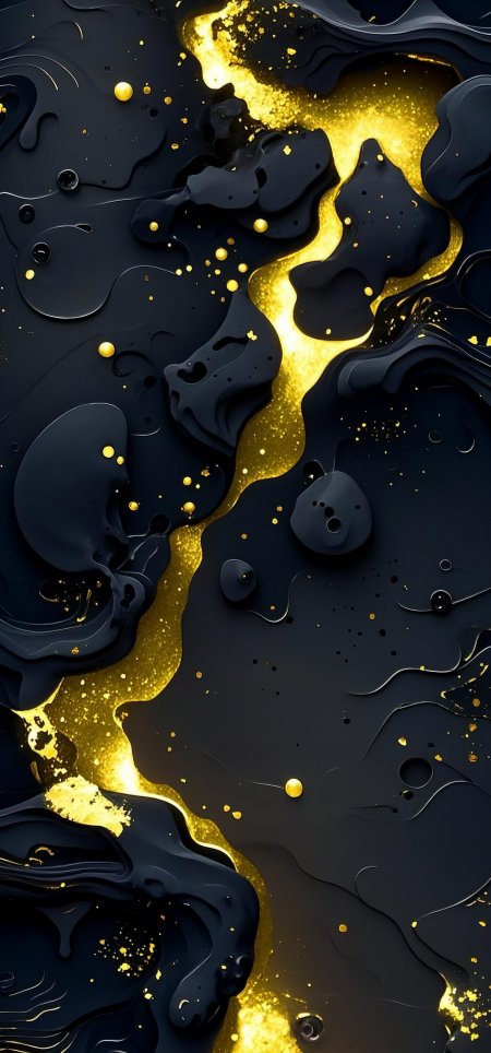 黑金流体金沙波浪奢华抽象高级质感手机壁纸