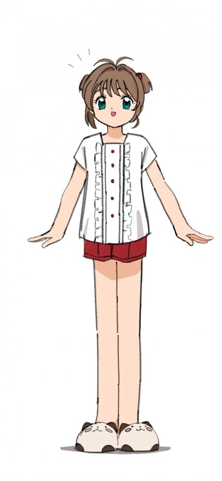 魔卡少女樱居家红短裤猫爪拖鞋可爱少女动漫手机壁纸
