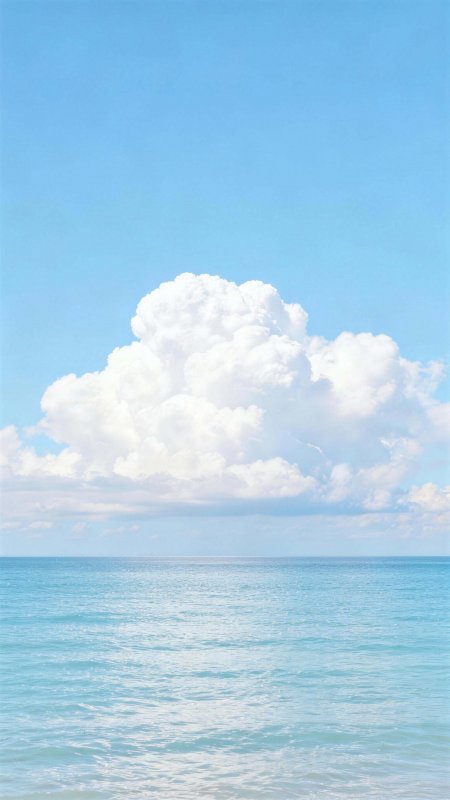 碧海蓝天白云悠闲夏日治愈海岸风景手机壁纸